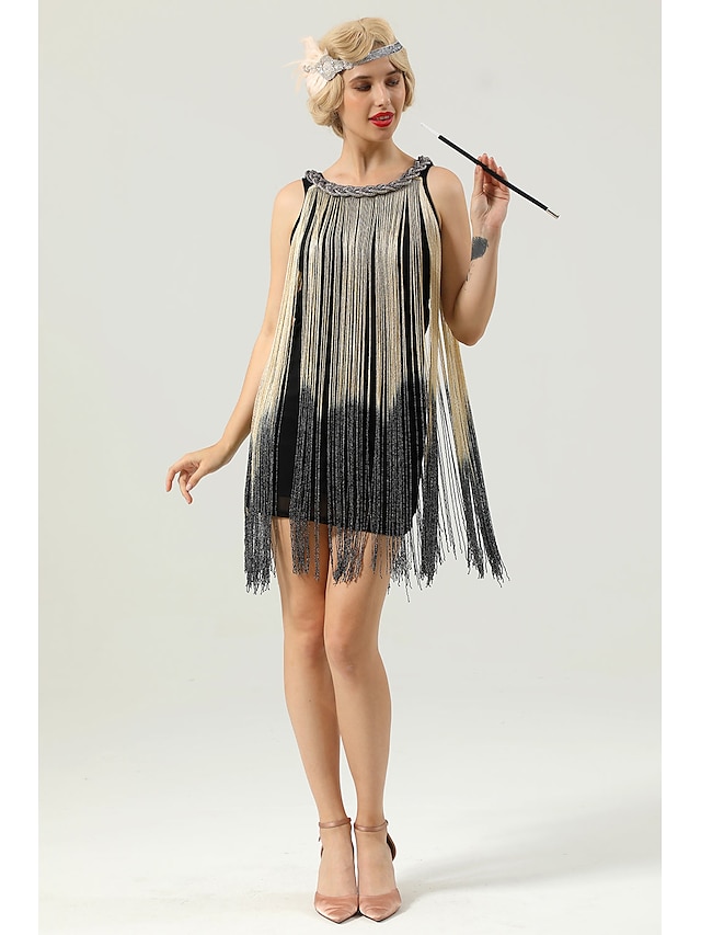  Retró Ordító 20-as évek 1920-as évek Flapper ruha Ruhák A nagy Gatsby Esküvői Vendég Rojt Jelmez Női Farsang Álarcos mulatság Esküvő Esküvői vendég Buli / Este Felnőttek Ruha Hazatérő ruhák