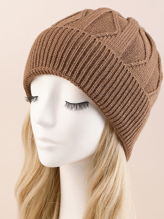  Women's Slouchy Beanie Hat Warm Winter Hat Home Daily Holiday Solid / Plain Color Knit Casual Casual / Daily 1 pcs