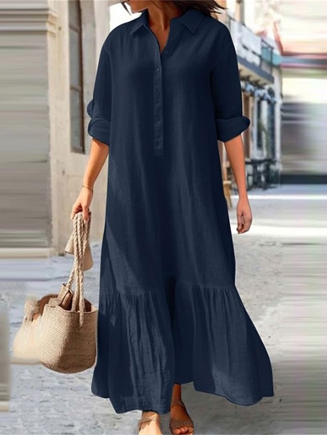 Women's Casual Dress Cotton Dress Cotton Summer Dress Maxi Dress Linen ...