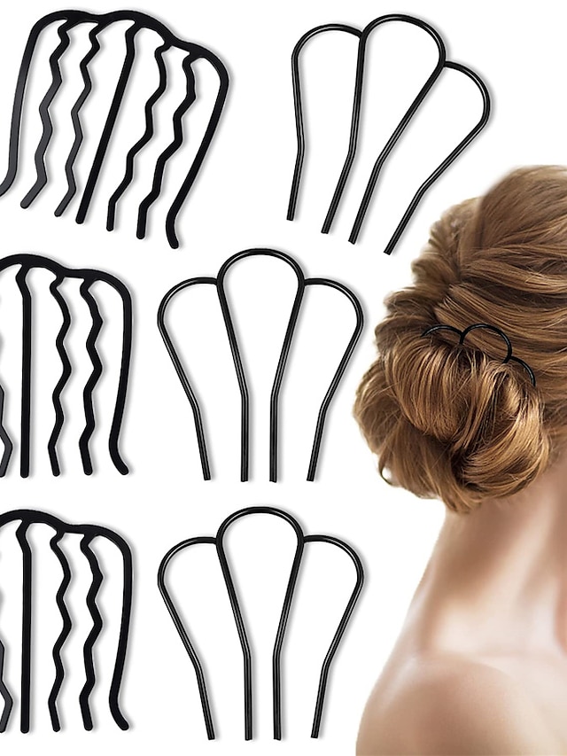  6 Pieces Hair Side Comb Metal Hair Comb Clips French Twist Comb for Updo Bun Vintage Hair Black Hair Pins Hair Comb Hair Accessories for Women and Girls