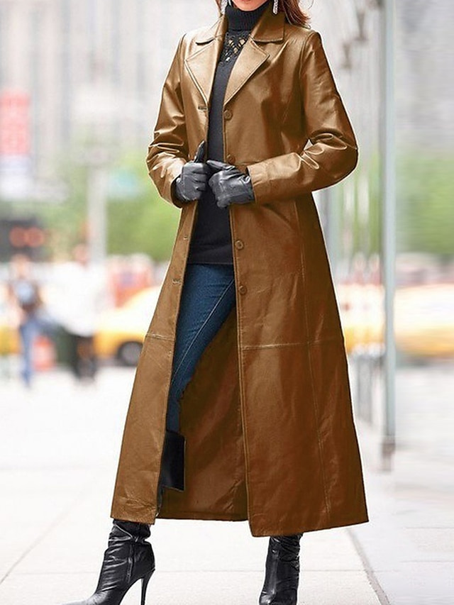  Femme Manteau Extérieur Bouton Plein Etanche Vêtement de rue Standard Vêtements d'extérieur manche longue Automne Noir L