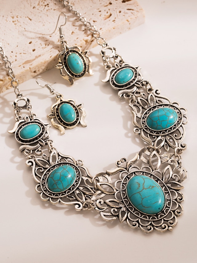  1 set Jewelry Set For Women's Synthetic Emerald Blue Work Party Evening Gift Alloy Classic