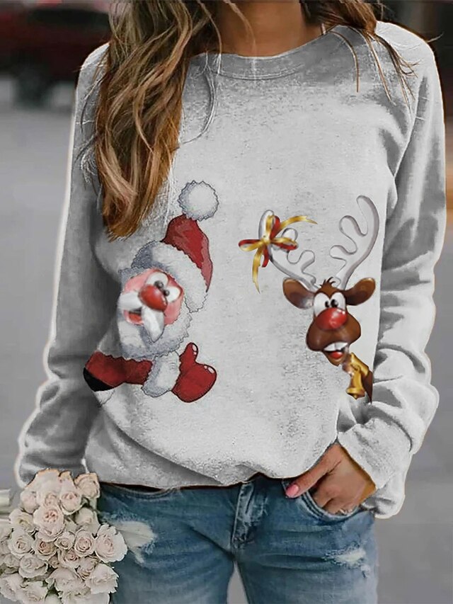 Christmas Santa Claus Reindeer Ugly Christmas Sweater / Sweatshirt Hoodie Pullover Adults' Women's Christmas Cosplay Christmas Christmas Carnival Masquerade Easy Carnival Costume3