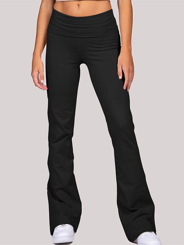 Women's Chinos Pants Trousers Cozy Leggings Fashion Streetwear Simple Full Length Low Waist Solid Color Elastic Waist Comfort Breathability Soft Micro-elastic Outdoor Vacation Street rice white Wine 6