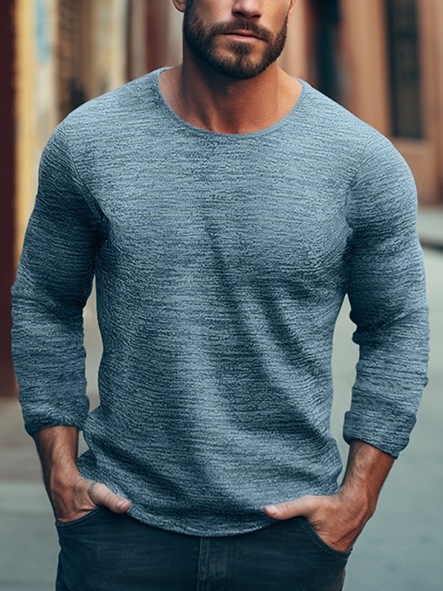  Per uomo maglietta T-shirt Maglia a maniche lunghe Liscio Girocollo Strada Da mare Manica lunga Abbigliamento Di tendenza Originale Essenziale