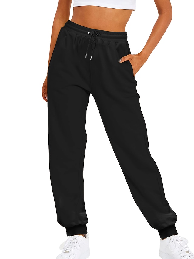 Women's Sweatpants Straight High Waist Full Length Black Fall 2024 - $29.99