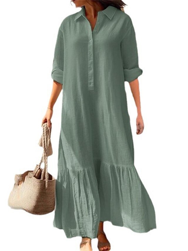 Women's Casual Dress Cotton Dress Cotton Summer Dress Maxi Dress Linen ...