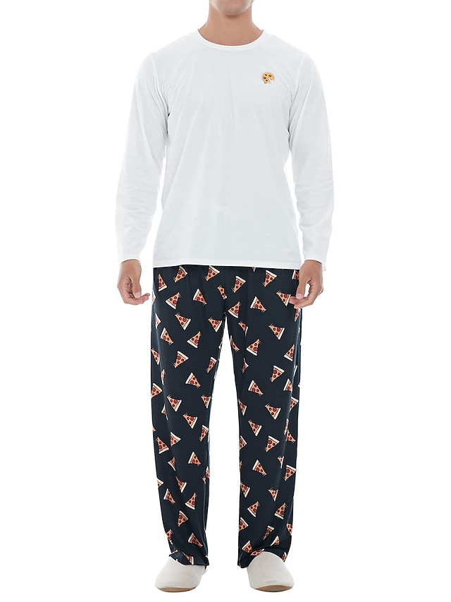  Hombre Ropa de salón Pijama Conjunto pijama Top y pantalón de pijama 2 Piezas Estampados Elegante Casual Confort Hogar Diario Mezcla de Algodón Comodidad Cuello Barco Manga Larga Camiseta Pantalón