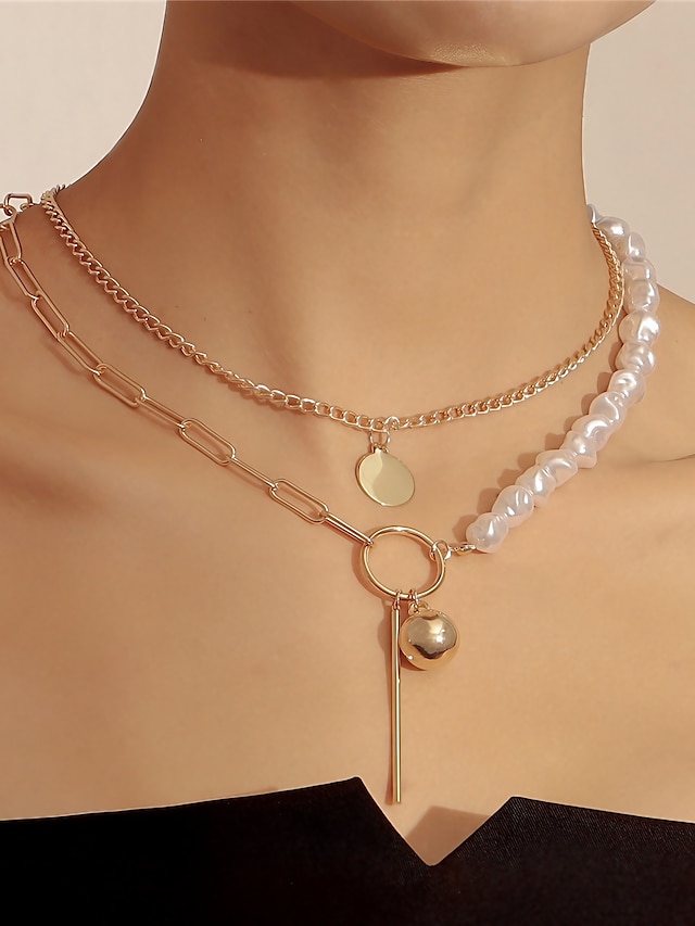  1 Stück Anhänger Halskette For Damen Perlen Hochzeit Weihnachten Partyabend Künstliche Perle Aleación Doppellagig