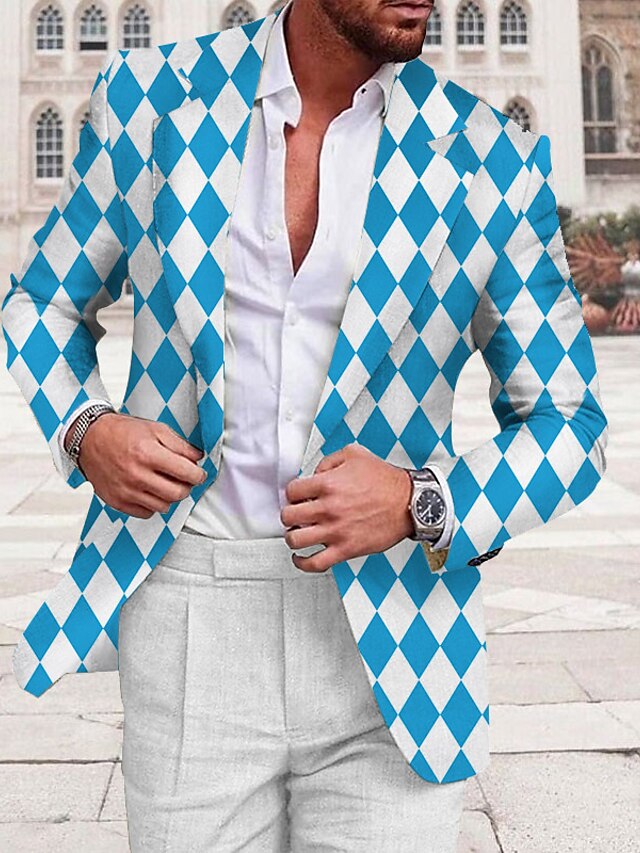  Homme Argyle manche longue Col Rabattu Affaires Travail Tenue de travail Sortir Boutons Imprimé