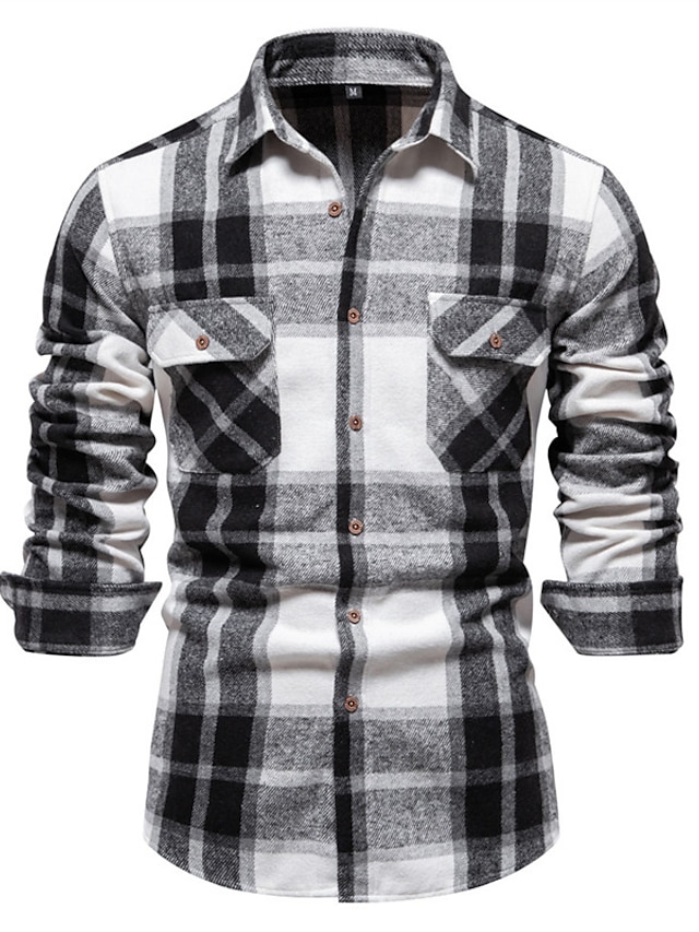 Men's Shirt Flannel Shirt Plaid Shirt Shirt Jacket Shacket Overshirt ...