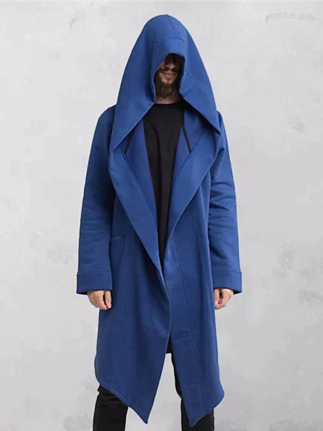  Herr Trenchcoat Kappa med huva Utomhus Dagliga kläder Höst vinter Polyester Ytterkläder Kläder Mode Streetwear Slät Ficka Huva
