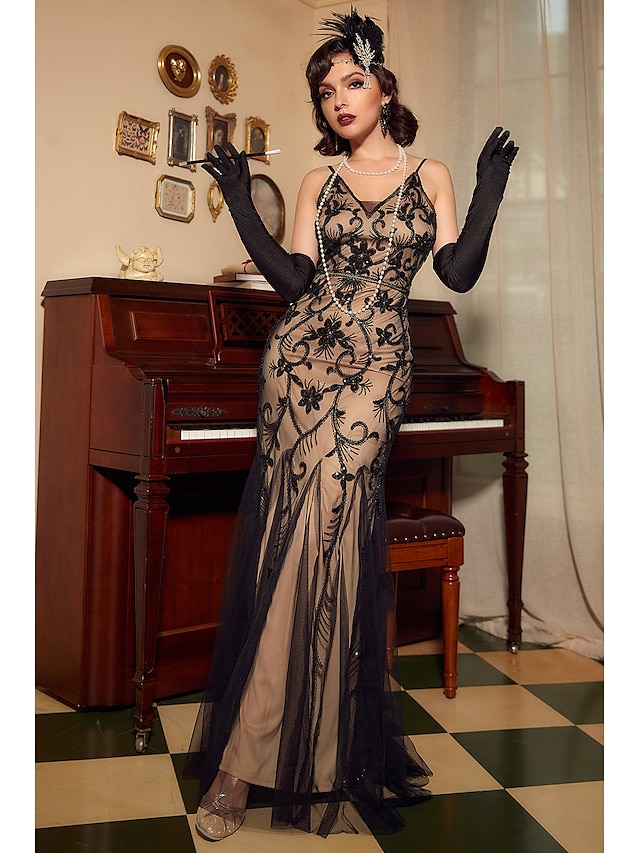 Retro Vintage Roaring 20s 1920s Flapper Dress Dress Christmas Party Dress The Great Gatsby Wedding Guest Sequins Women's Carnival Masquerade Wedding Wedding Guest Party / Evening Adults' Dress