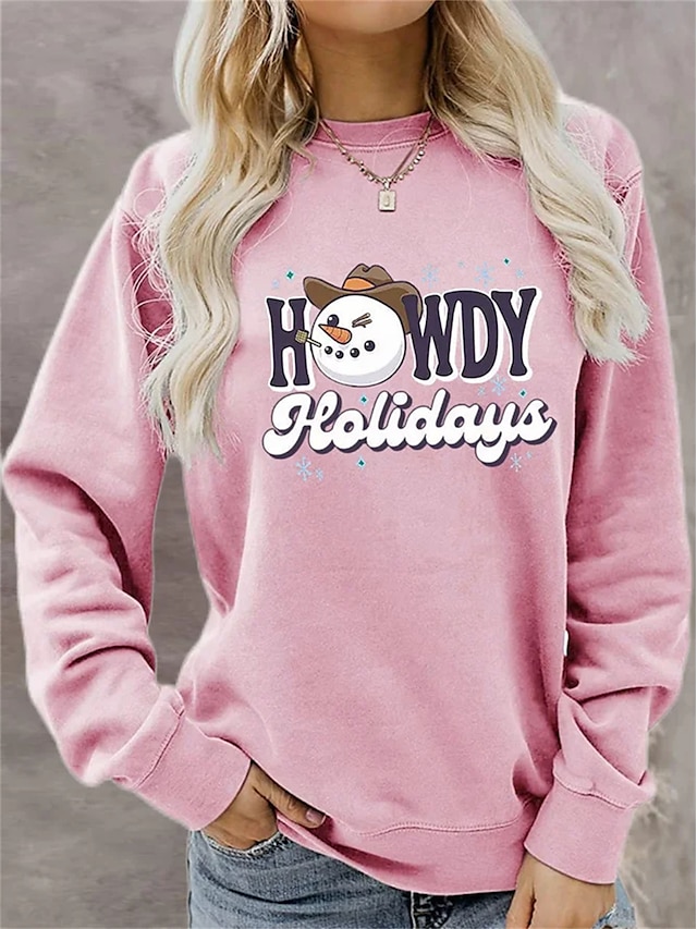 Christmas Sweatshirt Women's Pullover Letter Snowman Sportswear