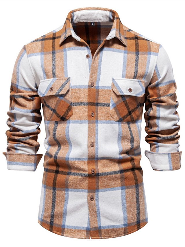 Men's Shirt Flannel Shirt Plaid Shirt Shirt Jacket Shacket Overshirt ...