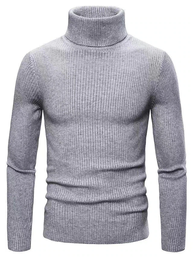 Men's Pullover Sweater Jumper Turtleneck Sweater Cropped Sweater Ribbed ...