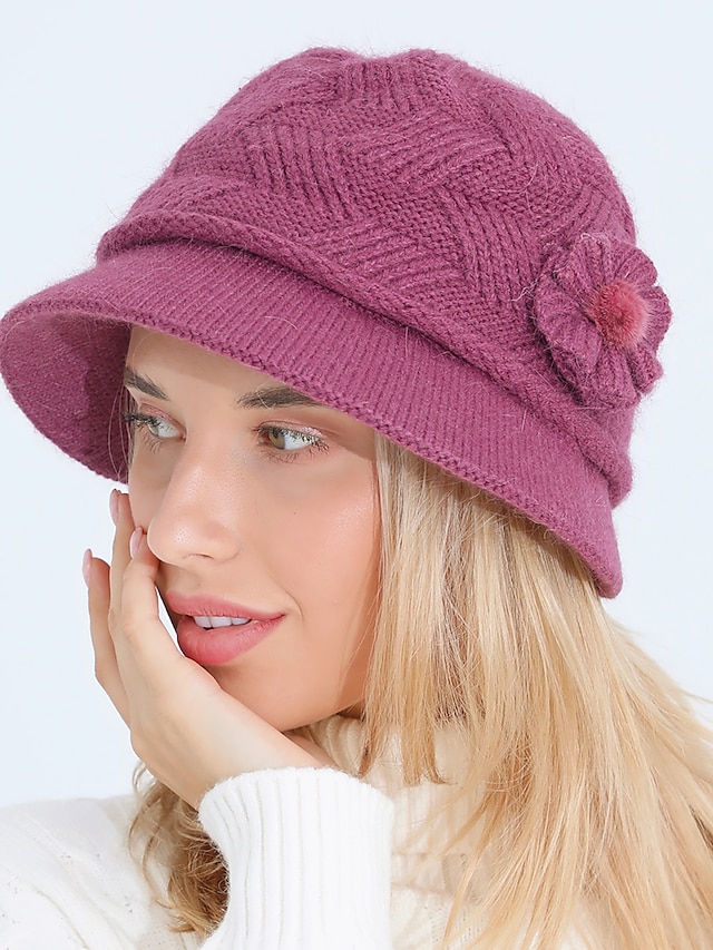 Women's Slouchy Beanie Hat Warm Winter Hat Daily Holiday Solid / Plain Color Knit Casual Casual / Daily 1 pcs