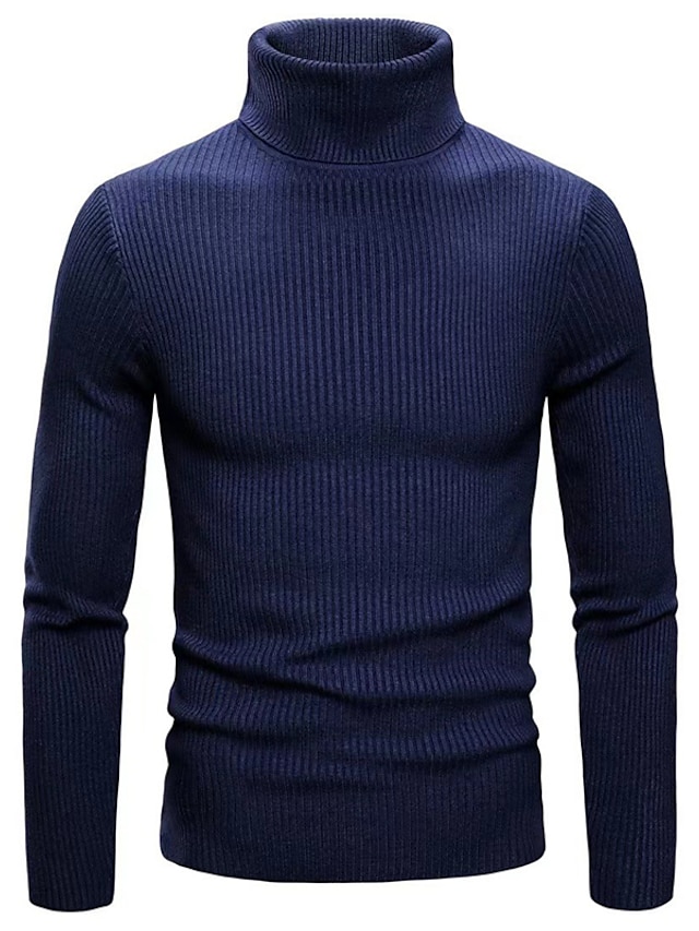 Men's Pullover Sweater Jumper Turtleneck Sweater Cropped Sweater Ribbed ...