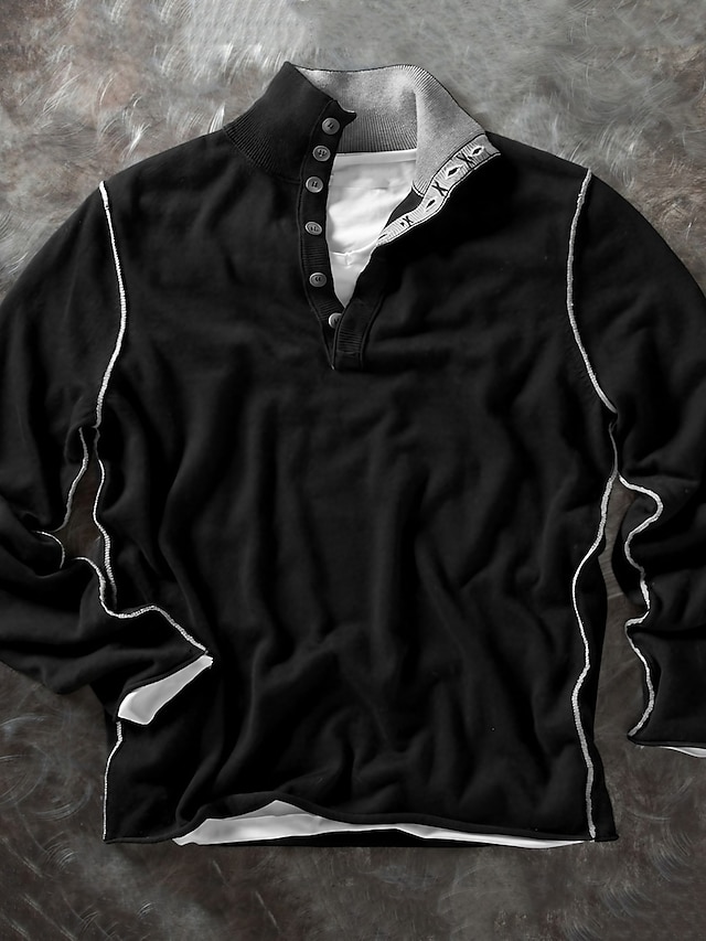  Męskie Podkoszulek Koszula Henley Koszulka Koszulka z długim rękawem Równina Henley Ulica Urlop Długi rękaw Niejednolita całość Odzież Moda Designerskie Podstawowy