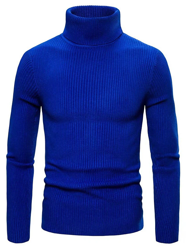 Men's Pullover Sweater Jumper Turtleneck Sweater Cropped Sweater Ribbed ...