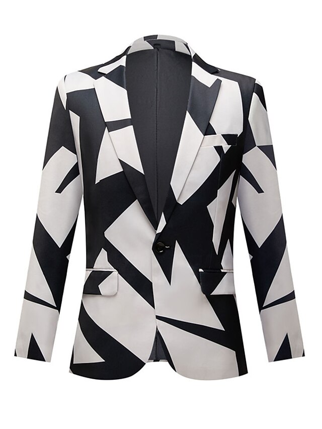 Christmas Black And White Geometry Mens Graphic Jacket Formal Work