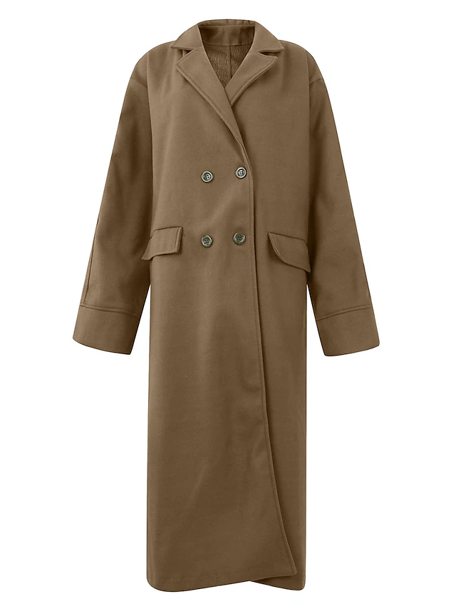Women's Wool Blend Coat Winter Long Pea Coat Fall Oversized Maxi Over ...