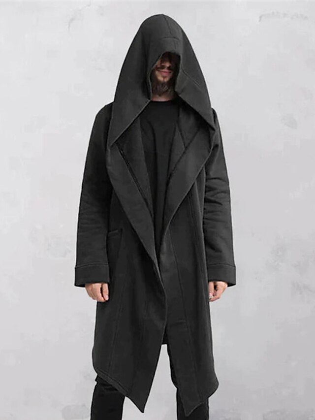  Pánské Trenčkot Plášť s kapucí Venkovní Denní nošení Podzim zima Polyester Svrchní oděvy Oblečení Módní Šik ven Bez vzoru Kapsy Kapuce