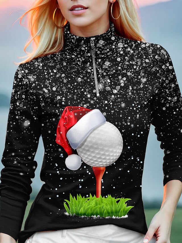 Women's Polo Shirt Christmas Golf Shirt Breathable Quick Dry Moisture