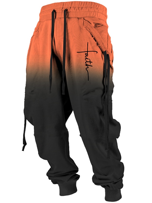  Gradiente Croce Informale Per uomo Stampa 3D Pantaloni della tuta Pantaloni Esterno Strada Casual / quotidiano Poliestere Giallo Blu Arancione S M L Vita normale Elasticità Pantaloni