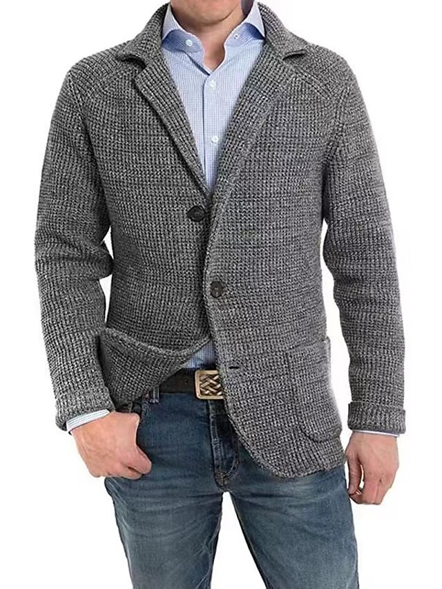 Men's Jacket Casual Jacket Outdoor Daily Wear Pocket Knitting Fall ...