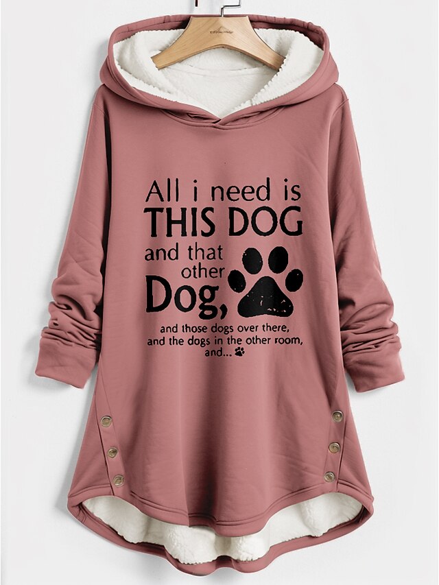 Women's Hoodie Sweatshirt Pullover Fleece Lined Warm Pajamas Sherpa Graphic Letter Casual Sports Button Print Warm Fuzzy Hoodie Long Sleeve Top Micro-elastic Fall Winter Comfrt Breathable Soft Fabric4