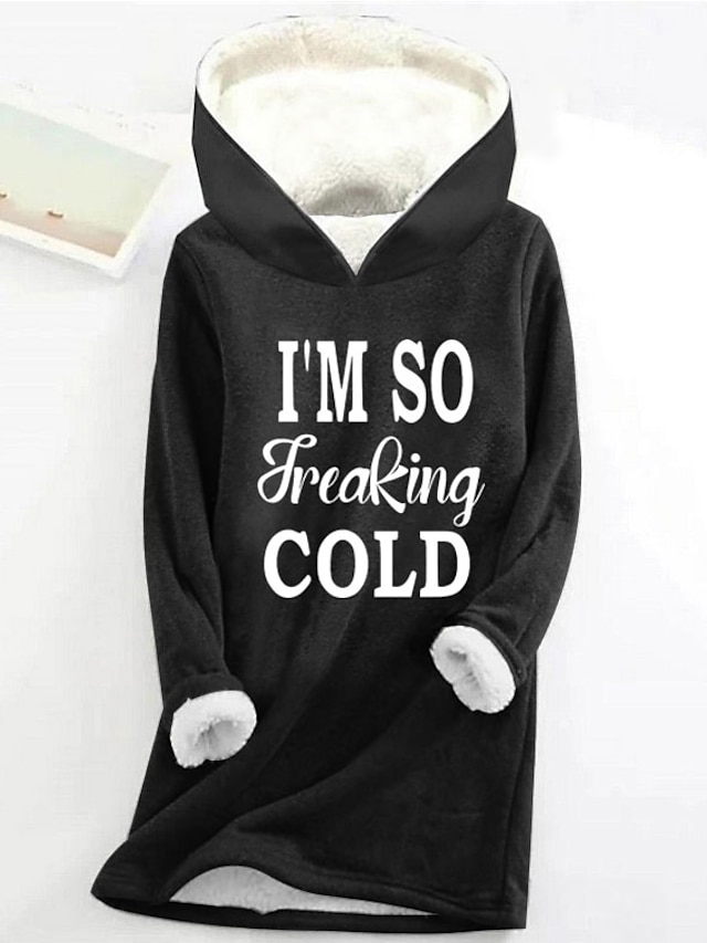  dámská mikina mikina pulovr šerpa polyester dopis ležérní sportovní potisk teplý fuzzy comfrt mikina s dlouhým rukávem top mikroelastický pad & zimní comfrt prodyšná měkká tkanina