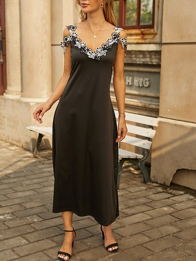 Women's Black Dress Casual Dress A Line Dress Long Dress Maxi Dress ...