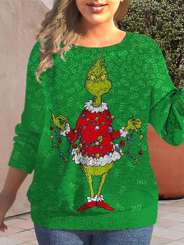 Women's Ugly Christmas Sweater Pullover Sweater Jumper Crew Neck Ribbed