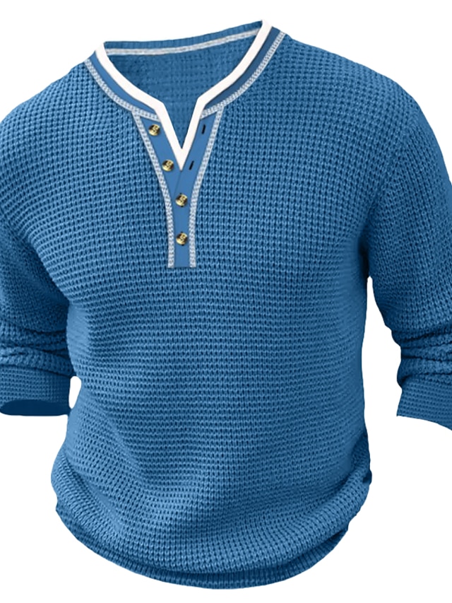 T-shirts Henley Homme Décontractés - Manches Courtes, Col En V, Coupe Ample, Multicolores été