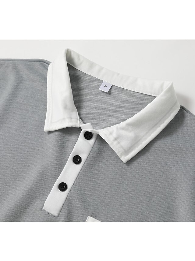 Men's Polo Shirt Button Up Polos Casual Holiday Lapel Long Sleeve