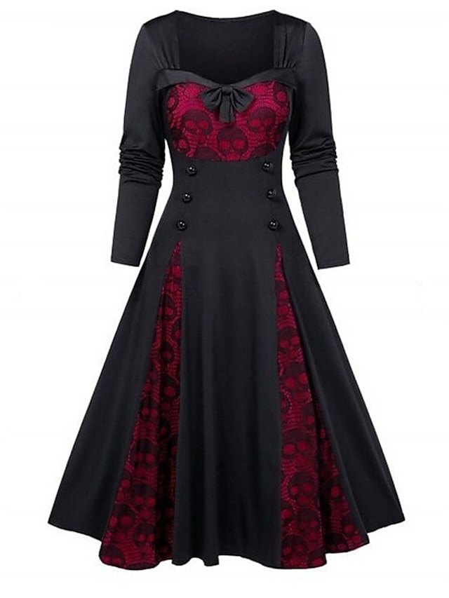 Women‘s Halloween Dress Vintage Dress Gothic Dress Midi Dress Green ...