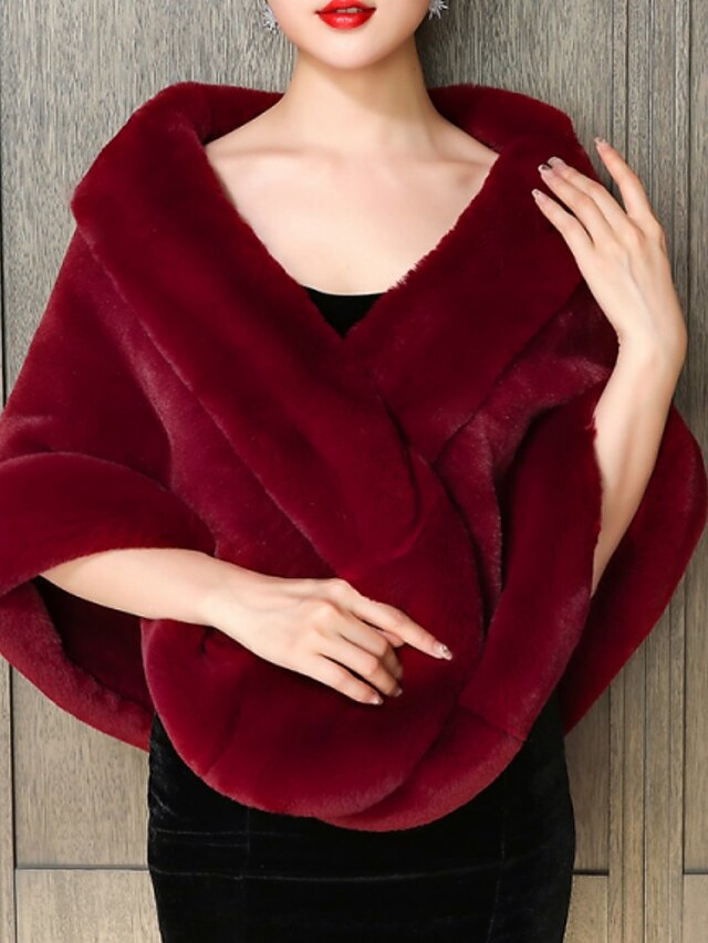 Faux Fur Wraps Shawls Women's Wrap Pure Elegant Sleeveless Terylene