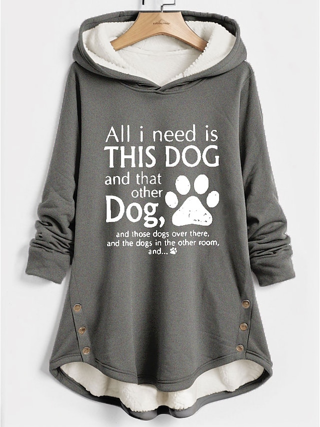  dame hettegenser sweatshirt pullover sherpa polyester letter fritidssportsknapp trykk frontlomme varm fuzzy comfrt hettegenser langermet topp mikroelastisk fall & mykt, pustende vinterstoff