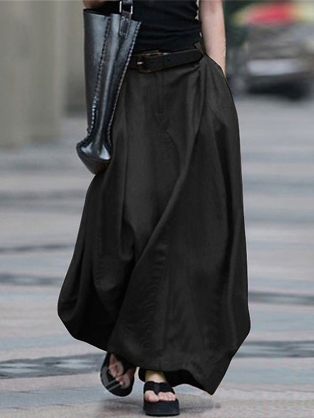  Γυναικεία Φούστα Γραμμή Α Κούνια Μακριά φούστα Μακρύ Ψηλή Μέση Φούστες Τσέπη Μονόχρωμο Δρόμος Καθημερινά Χειμώνας Πολυεστέρας Μοντέρνα Καθημερινό Μαύρο Ρουμπίνι Γκρίζο