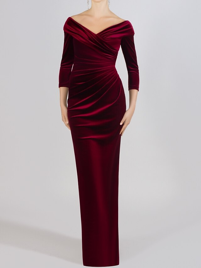 Sheath-Column Floor Length Velvet Dress CS0332 main image 0
