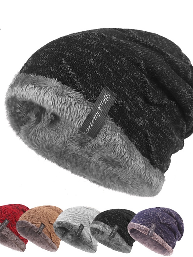Men's Beanie Hat Black Wine Cotton Travel Skullies & Beanies Outdoor