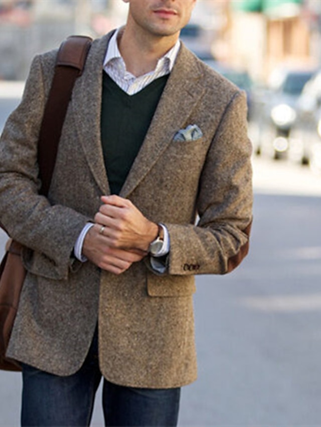 Mens Blazer Tweed Blazer Herringbone Blazer - Z-Green