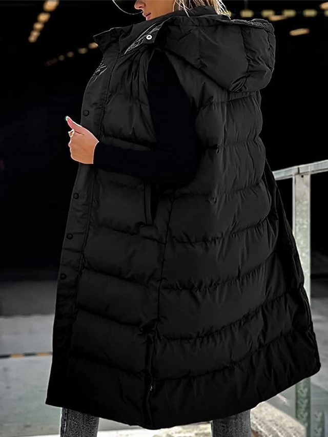 Loose Hooded Sleeveless Plain Fashion Regular Vest