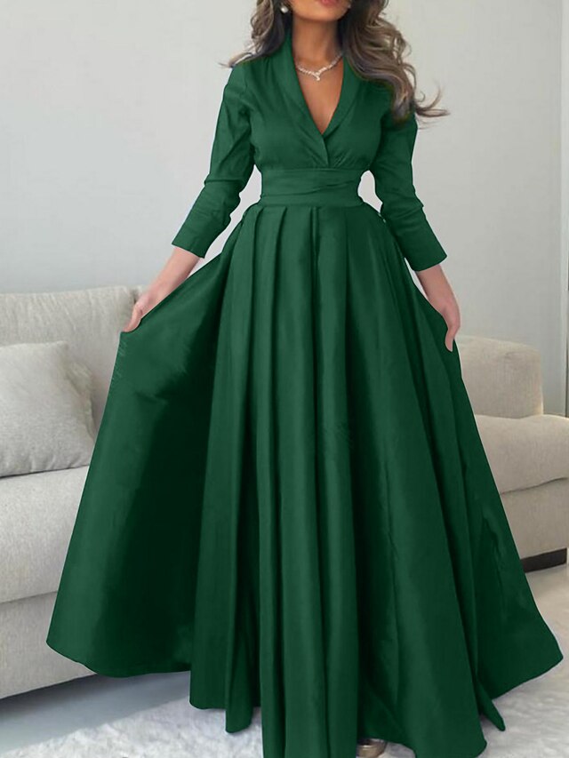 abito da sera a trapezio in raso abito verde elegante formale champagne rosso abito verde