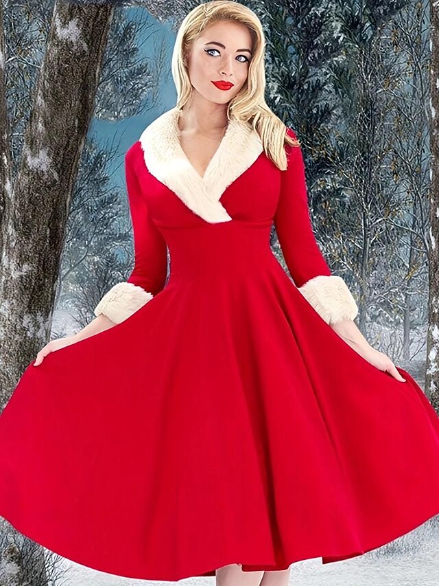  julenissen Mrs.Claus Fancy julekjole Dame Jul Nytt År julaften Jul Voksne Jul Nyttårsaften Kjole