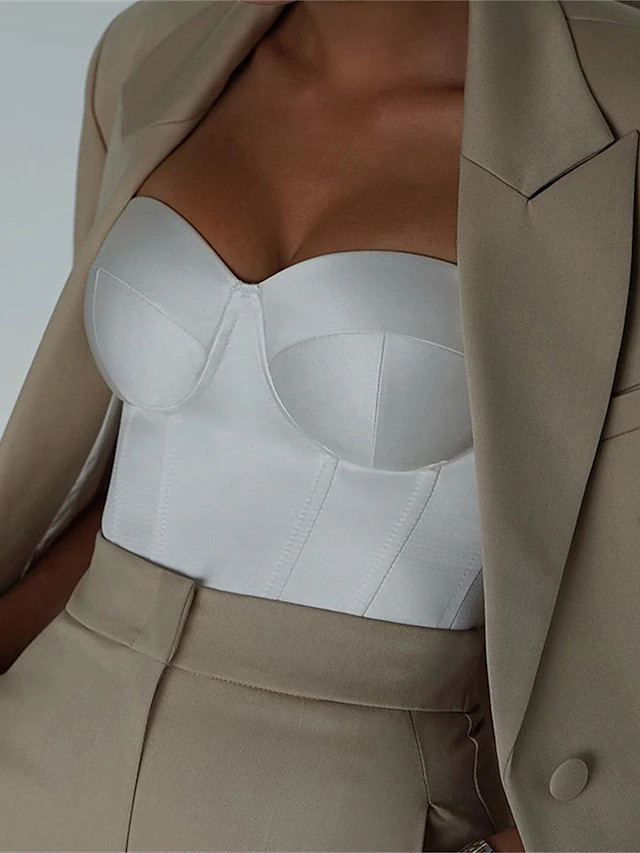 Women's Shapewear Pure Color Corsets Street Date Going out Breathable Bandeau Sleeveless Backless Summer Spring Home Outfits 21