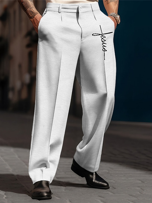  Foi Rétro Vintage Entreprise Homme Impression 3D Pantalon Extérieur Plein Air Travail Polyester Noir Blanche Vert S M L Taille haute Élasticité Pantalon