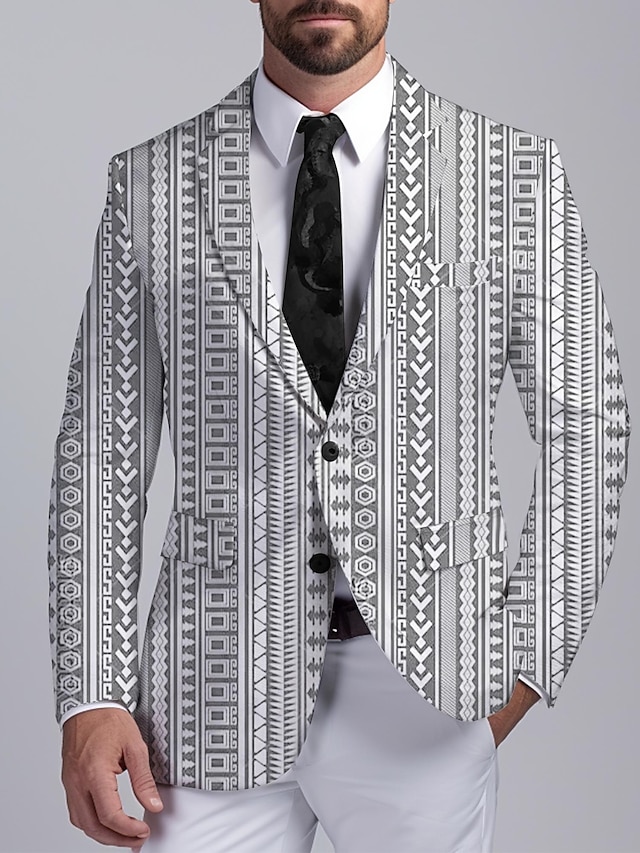 Stripe Geometry Vintage Business Men's Coat Blazer Work Wear to work ...