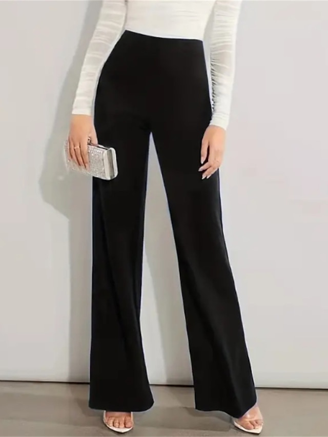 Vestido feminino calças de trabalho calças comprimento total corte alto micro-elástico cintura alta moda streetwear escritório preto azul s m inverno outono outono